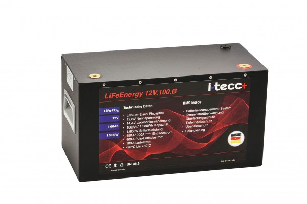 LiFePO4 Batterie 12V 100Ah - LiFeEnergy 12V.100B
