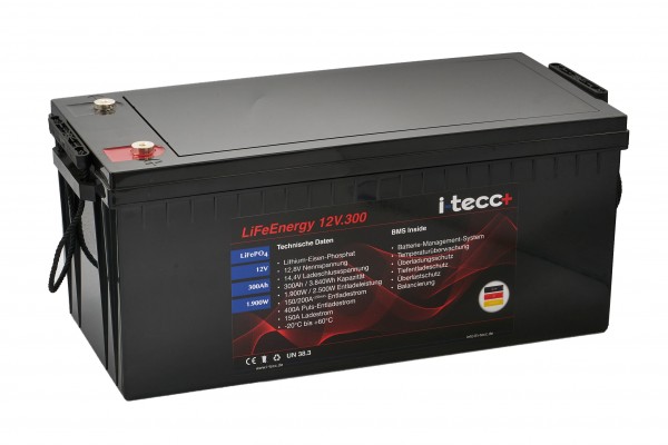 LiFePO4 Batterie 12V 300Ah inkl. BMS