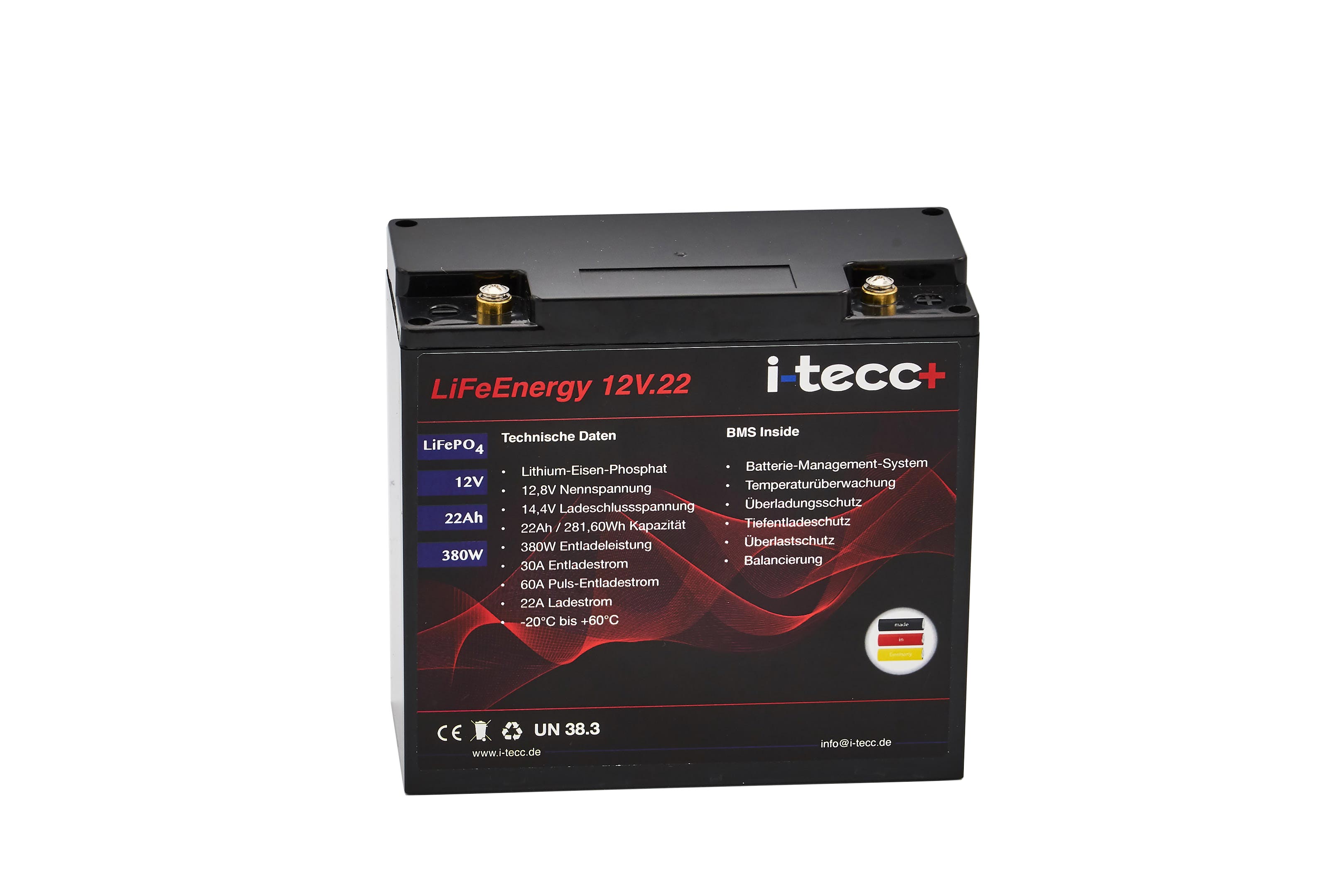 LiFePO4 Akku LiFeEnergy 12V 22Ah inkl. BMS | i-tecc LiFeEnergy