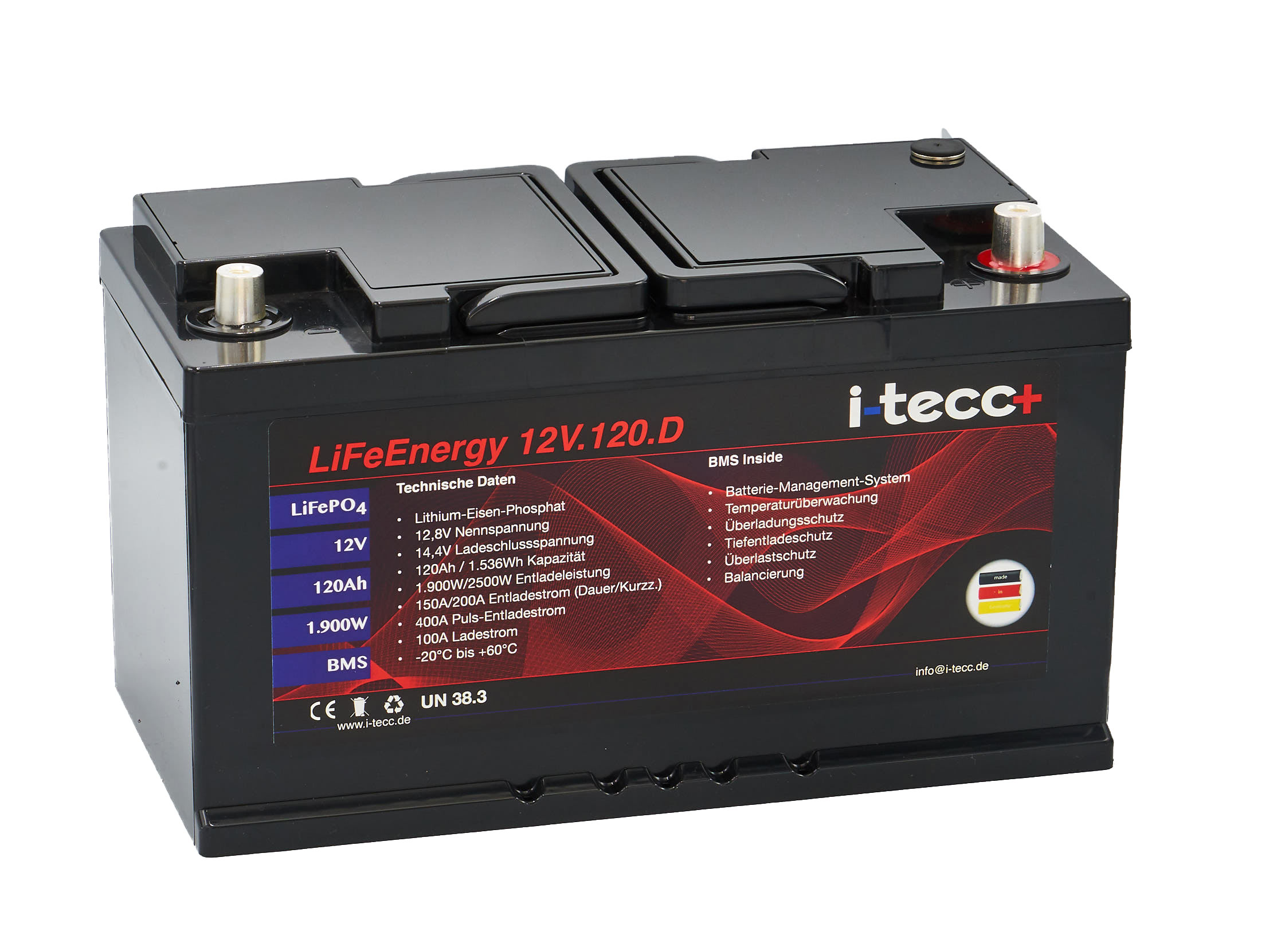 LiFePO4 Batterie 12V 120Ah inkl. BMS